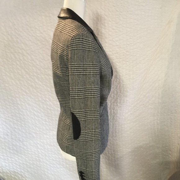 Michael Kors houndstooth blazer w leather details - Picture 3 of 11